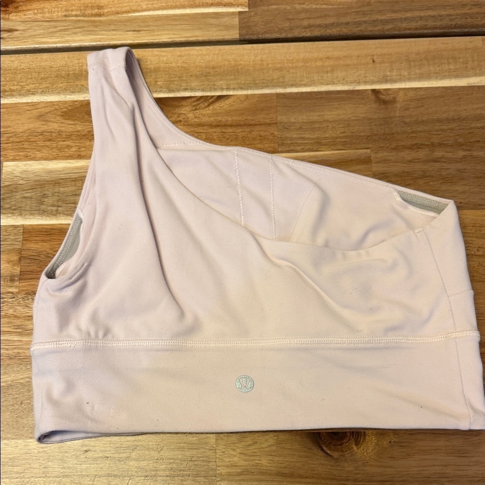 Lululemon Align Asymmetrical Bra in flush pink. See measurements for size - Picture 3 of 5